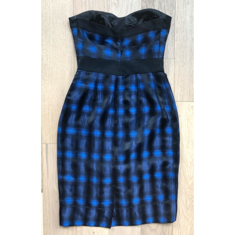DVF Diane von Furstenberg “Little Ann” Blue Plaid Bustier Strapless Dress SZ 4 - Picture 9 of 17
